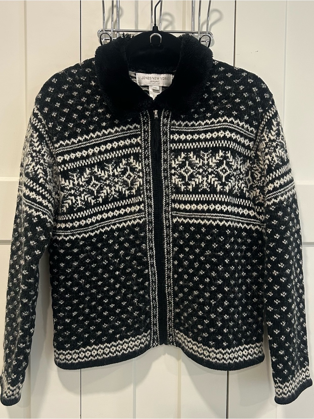 Vintage Jones New York Sport Nordic snowflake full-zip sweater - size M